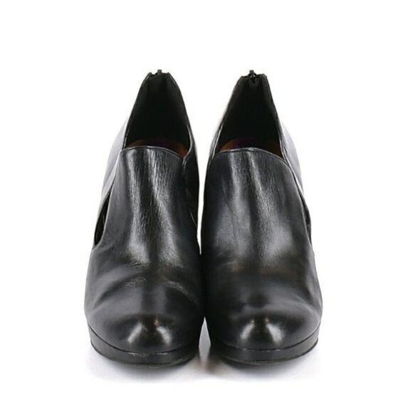 Nine West ADDERLEY Black Leather Stiletto Ankle Booties Teardrop Cutout Sz 8.5 - Picture 1 of 10